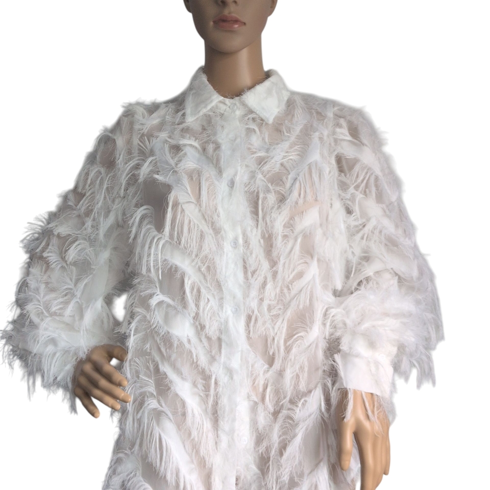 SHEIN White Feathered Blouse
